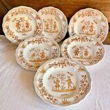 6 assiettes creuses Longchamp décor Moustier Olérys
