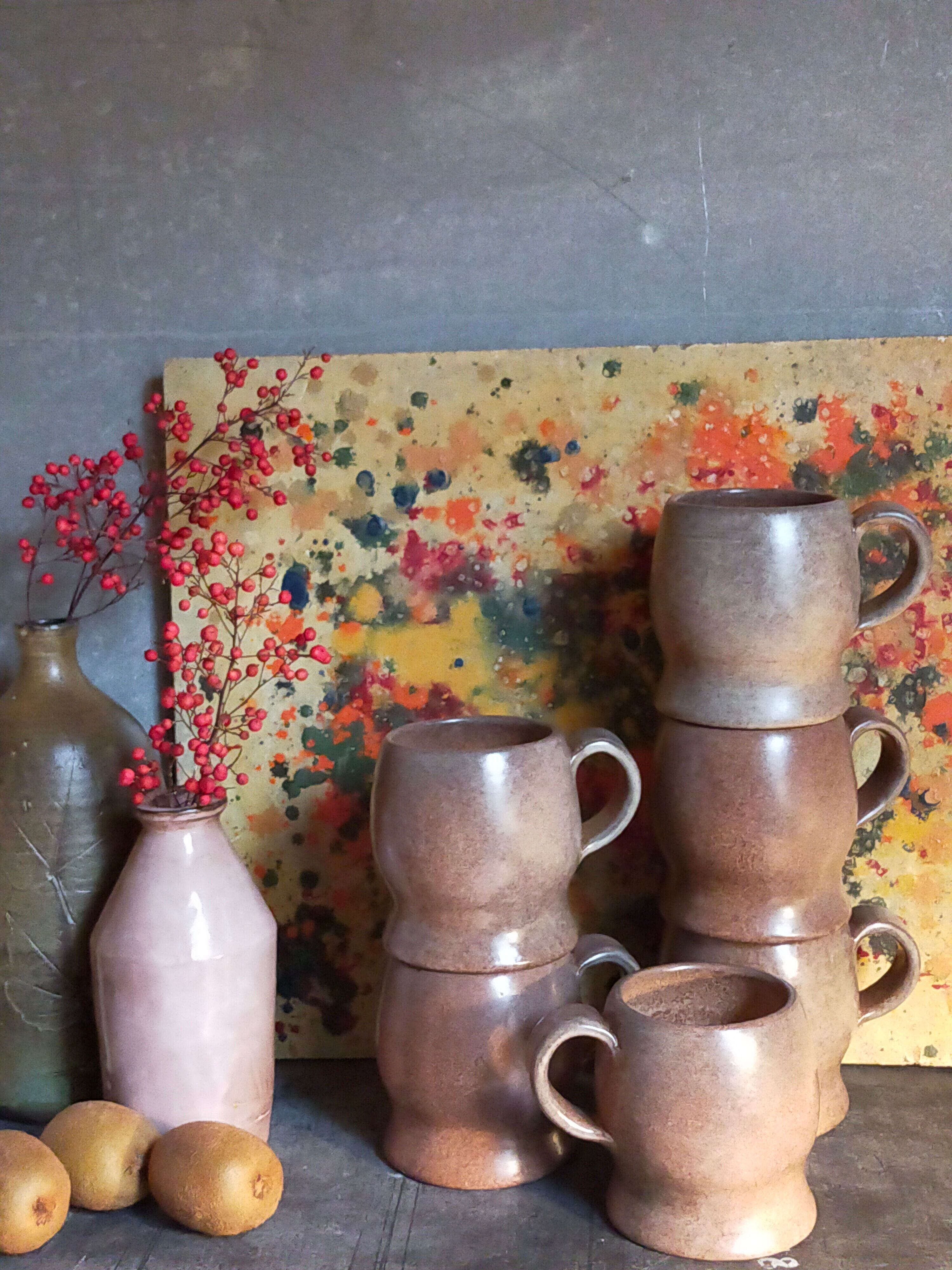 Six chopes céramiques de Max Idlas années 60