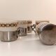 5 coffee cups, with metal support - Geometric frieze - Excelsior Porcelain 696
