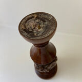 Carved wood candle holder flower pattern