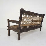 Solid oak and rope sofa, Netherlands 1960's