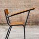 Student desk chair in steel & wood, France 1950s