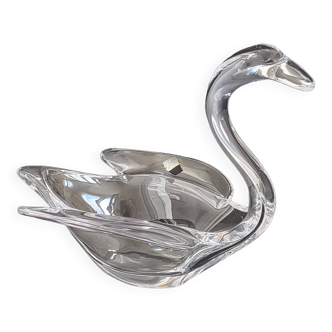 Vide-poche cygne vintage en cristal de Vannes 1970