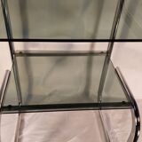 Vintage side table in chrome and smoked glass