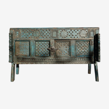 Ancien meuble indien Damchiya bleu