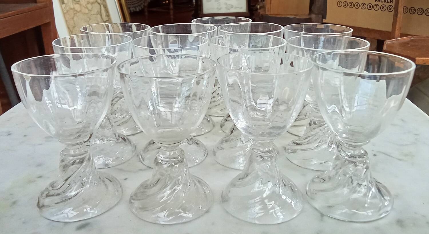 Set of 14 Saint Louis crystal aperitif glasses