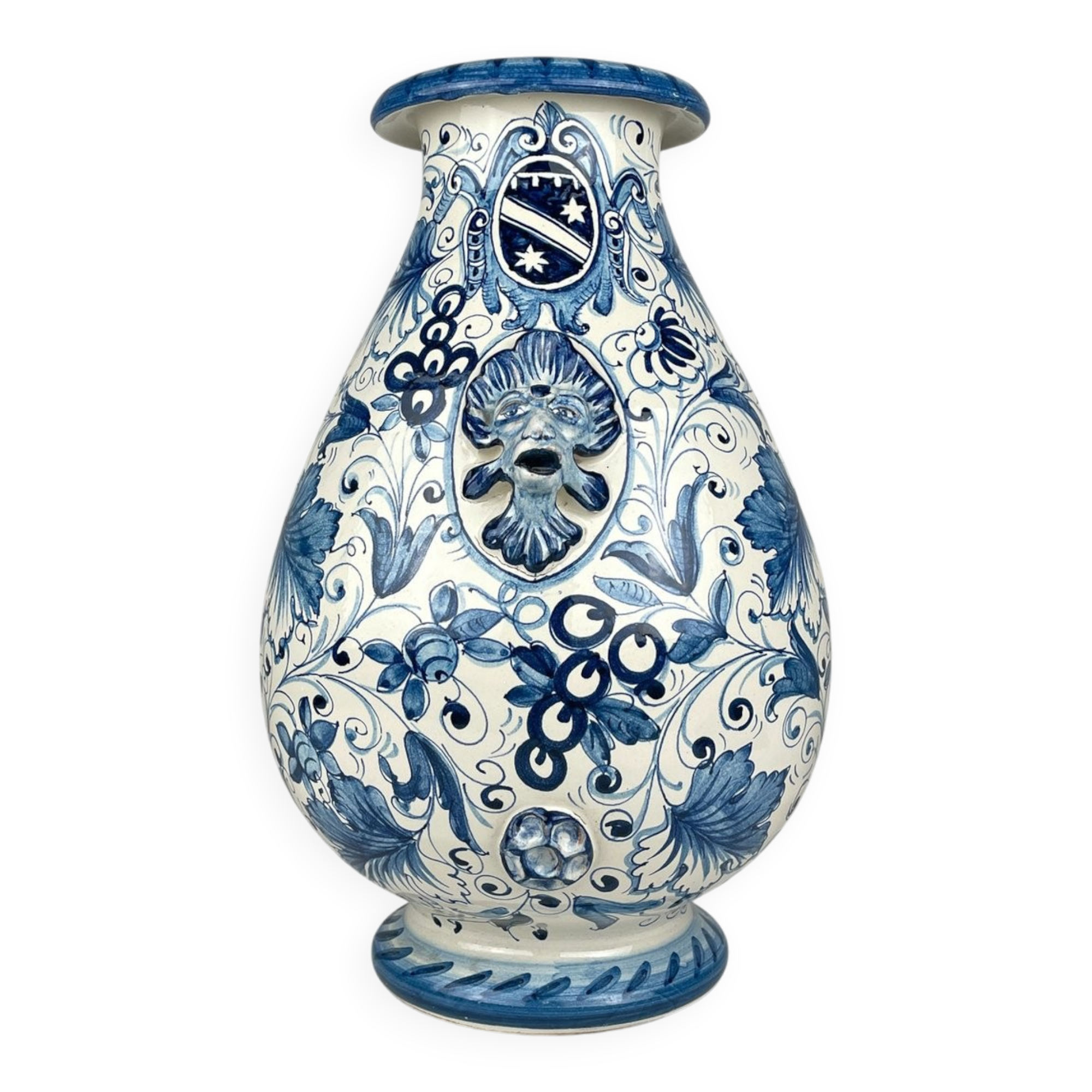 Large Blue Ceramic Vase by Ima for Montelupo Florentino, Italy, 1980s