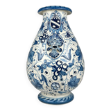 Large Blue Ceramic Vase by Ima for Montelupo Florentino, Italy, 1980s