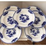 Set of 7 soup plates, Grand Bouquet Boch-Frères Keramis, 19th century