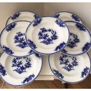 Set of 7 soup plates, Grand Bouquet Boch-Frères Keramis, 19th century
