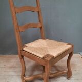Series of 4 chairs "sheep's bones" with straw seats