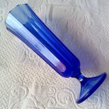 8 vintage aperitif glasses in cobalt blue coloured glass from Portugal.