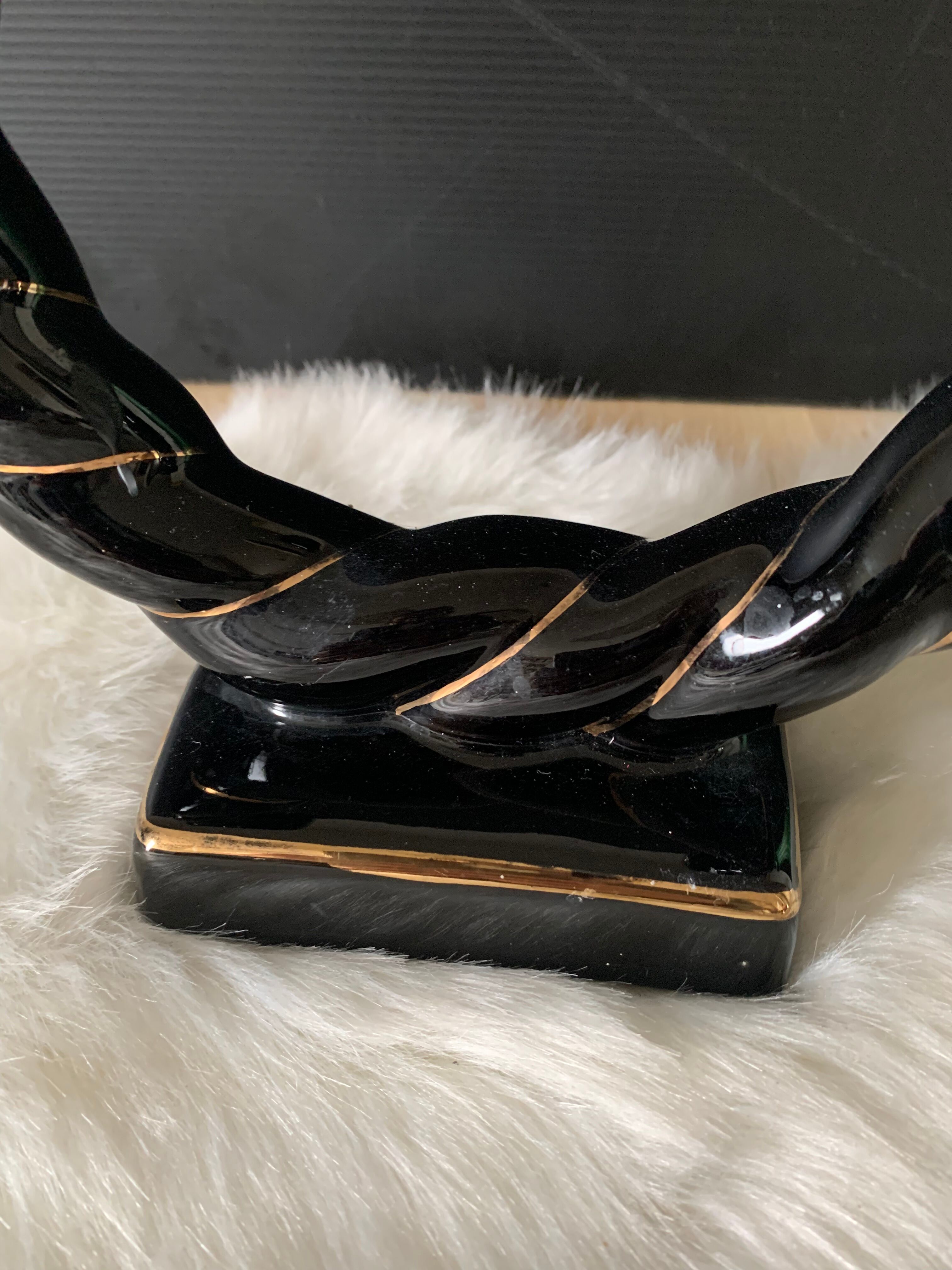 Black ceramic candle holder