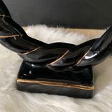 Black ceramic candle holder