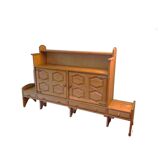 Vintage Brutalist Cabinet In Light Oak And Brass, Guillerme Et Chambron