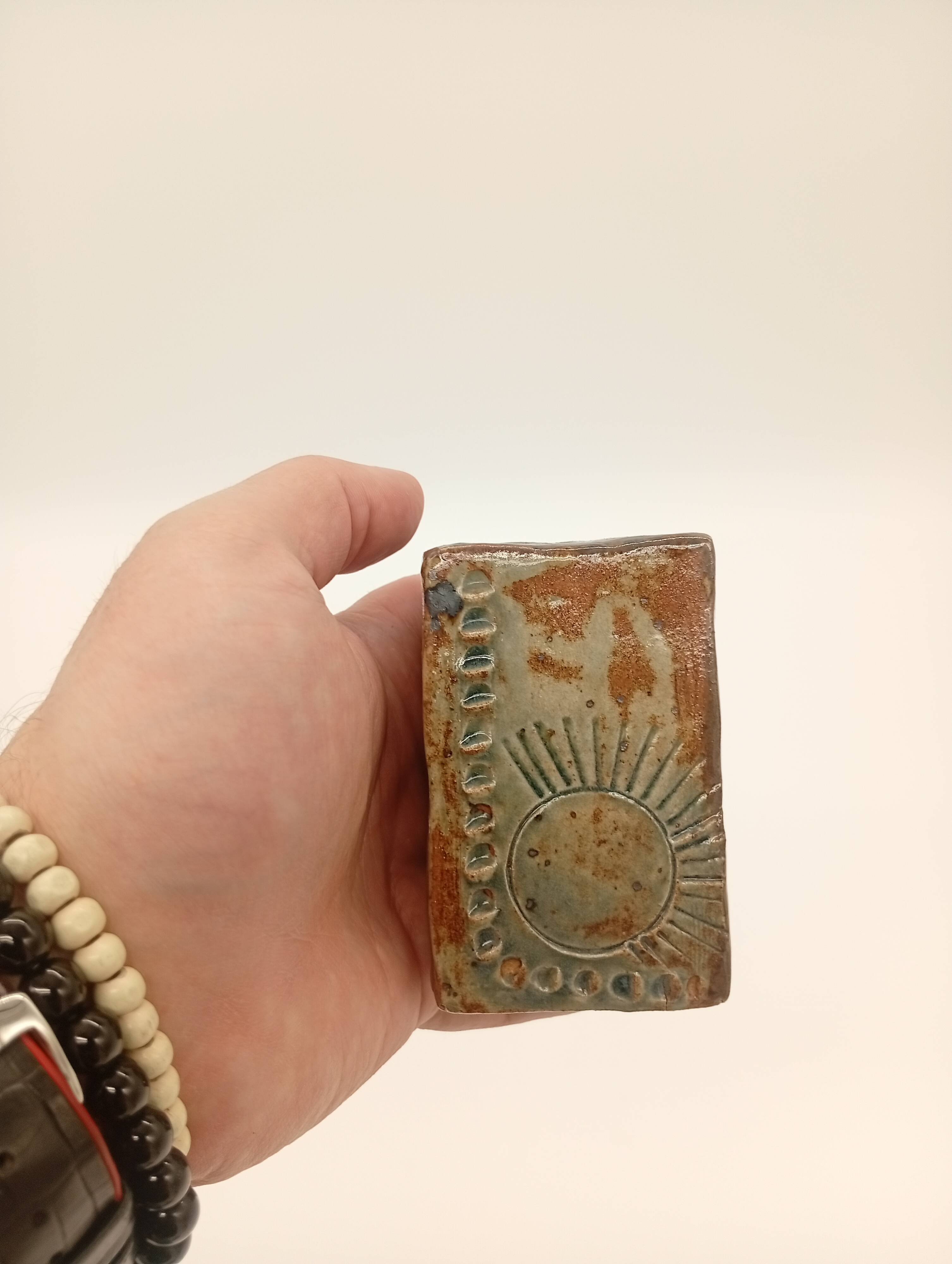 Vintage Ceramic Square Flower Vase Grès Pique Fleurs Scarified France 60