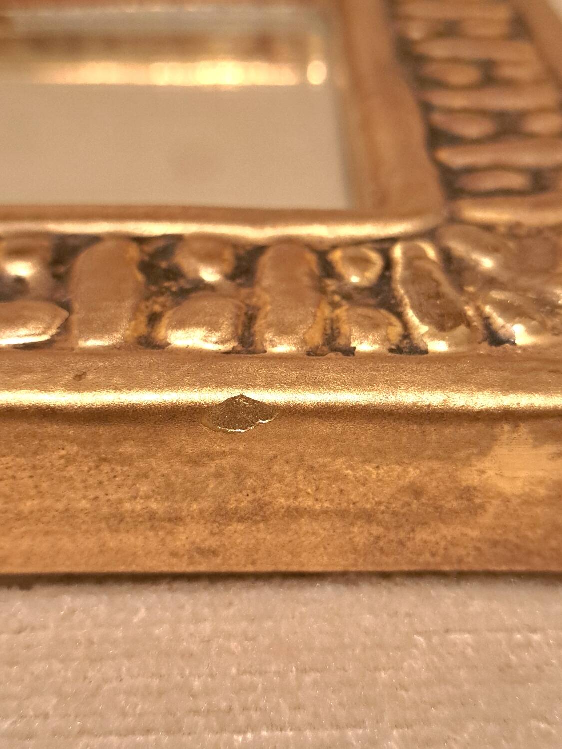 François Lembo mirror in golden ceramic
