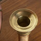 Pair of brass and stone candlesticks