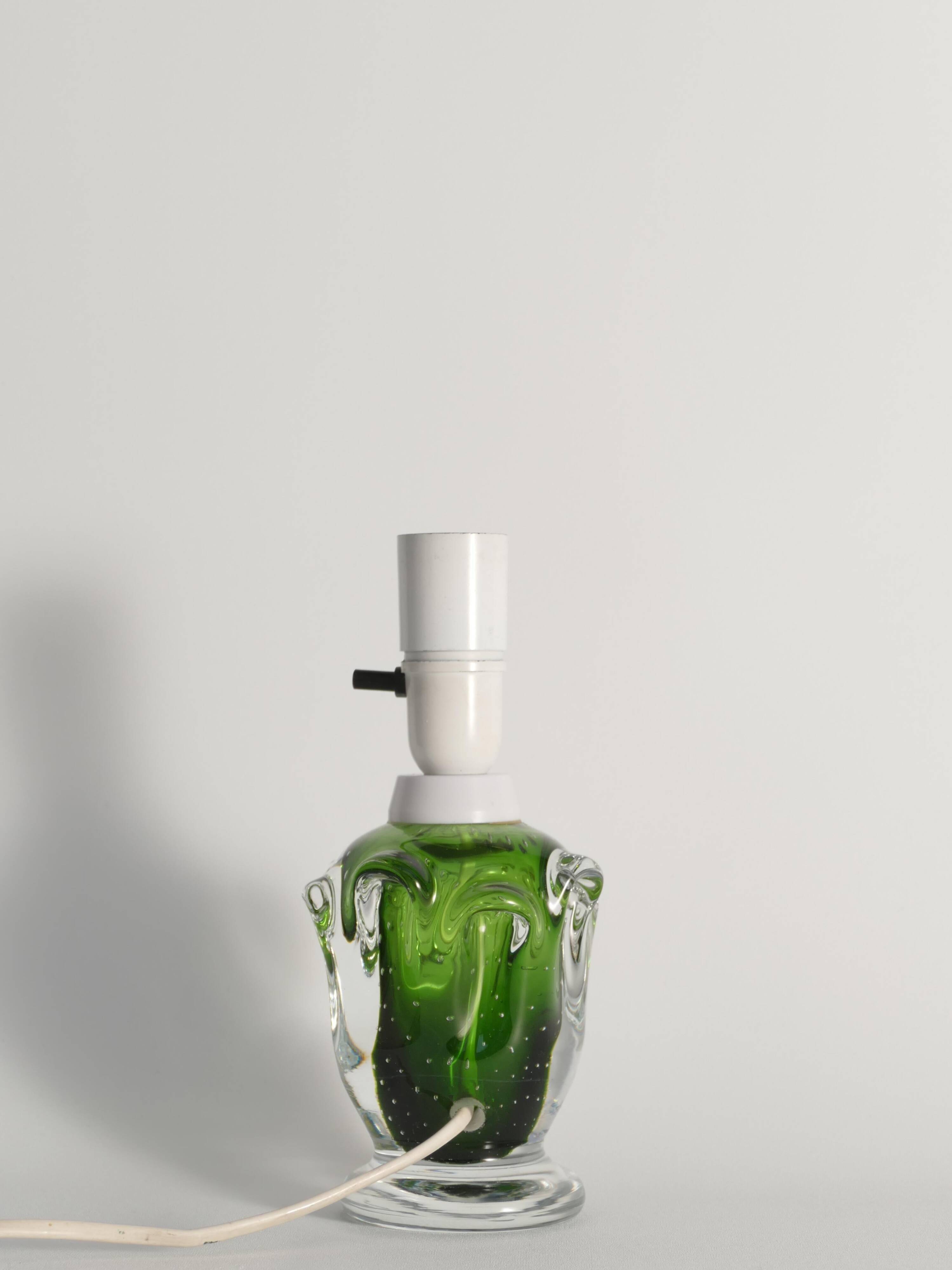 Green Glass Table Lamp Börne Augustsson, Åseda, 1950s