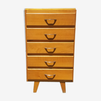 Vintage dresser 5 drawers in blond wood - 60s