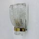Vintage Hillebrand wall lamp ice glass with brass, 1970s Germany