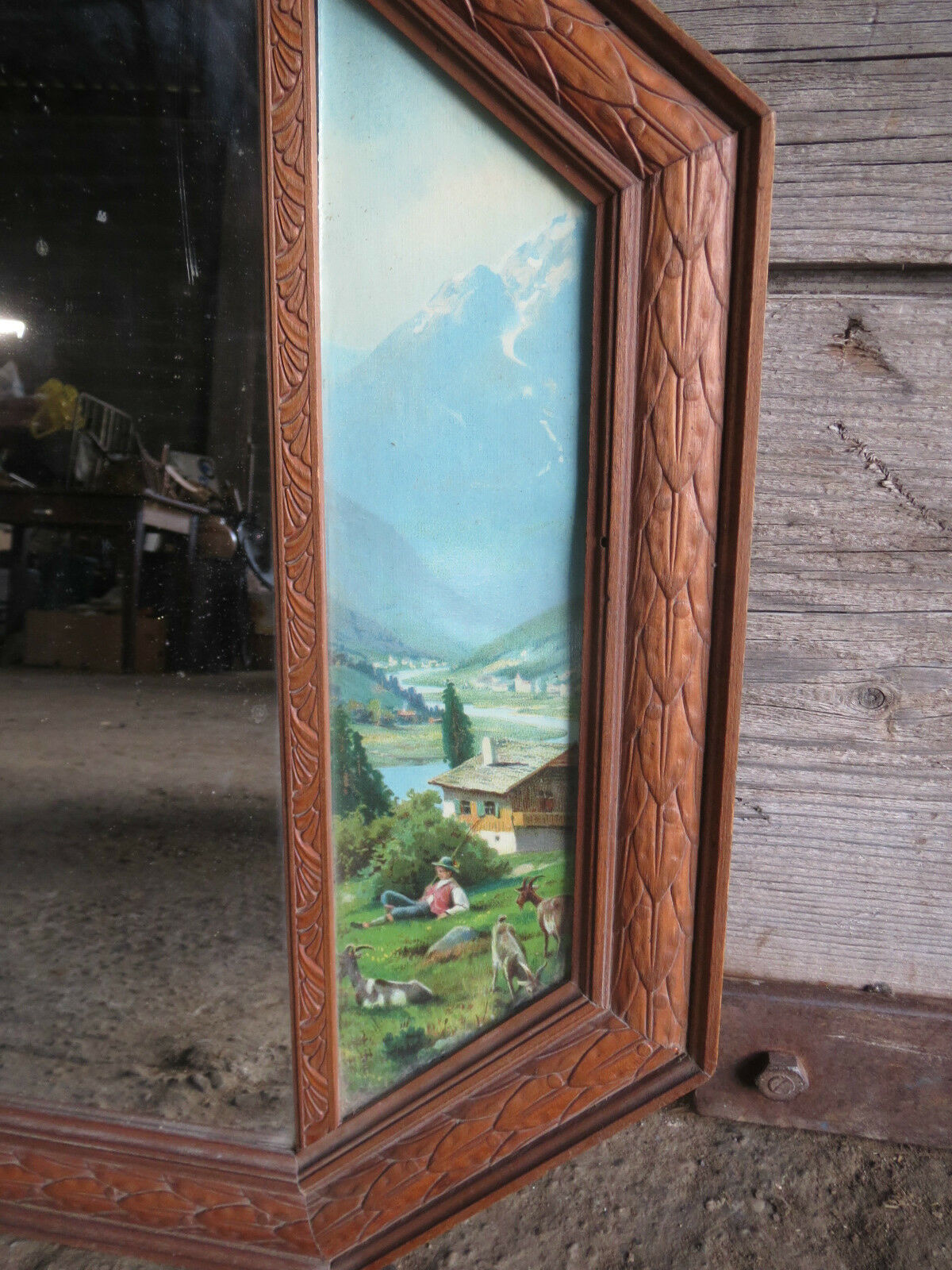 Mirror frame wood alpine alpine meadow forest 61x45cm
