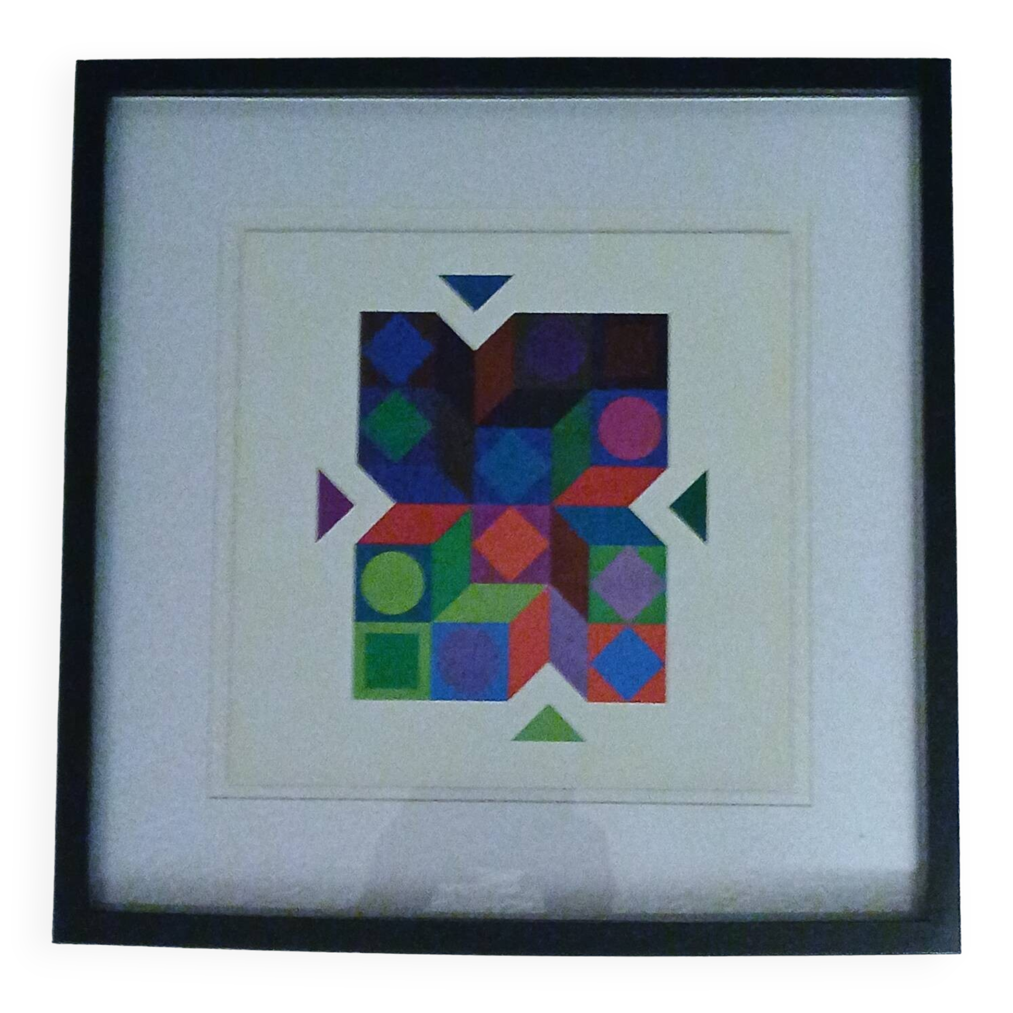 Tableau Vintage Art Optique - Victor Vasarely - Frame 40x40cm