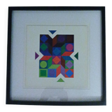 Tableau Vintage Art Optique - Victor Vasarely - Frame 40x40cm