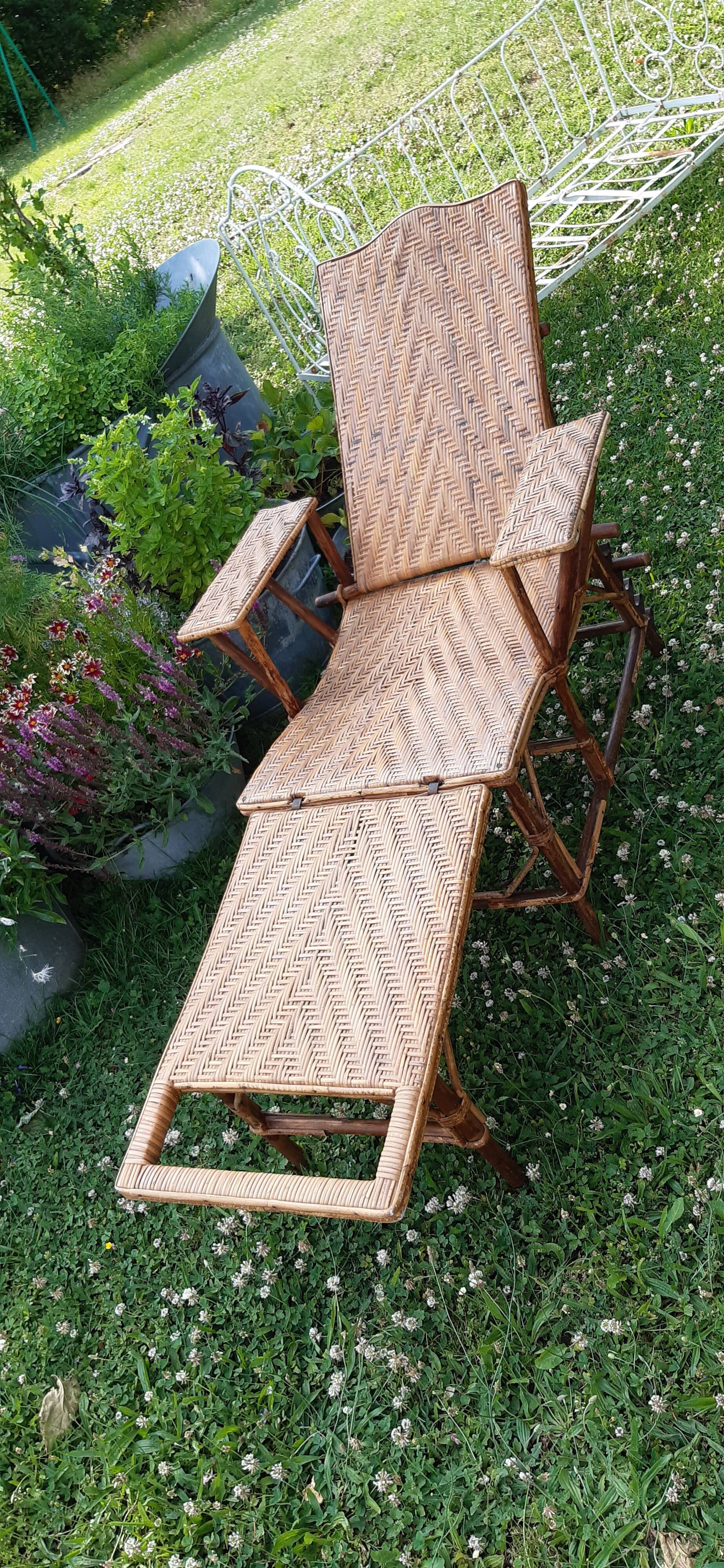 Deck chair in rattan and cannage 1900