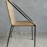 Children's armchair in iron and rattan, vintage