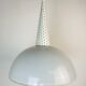 Perforated metal suspension holophanous glass