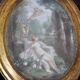 18th century oval pastel on canvas paper, country scene