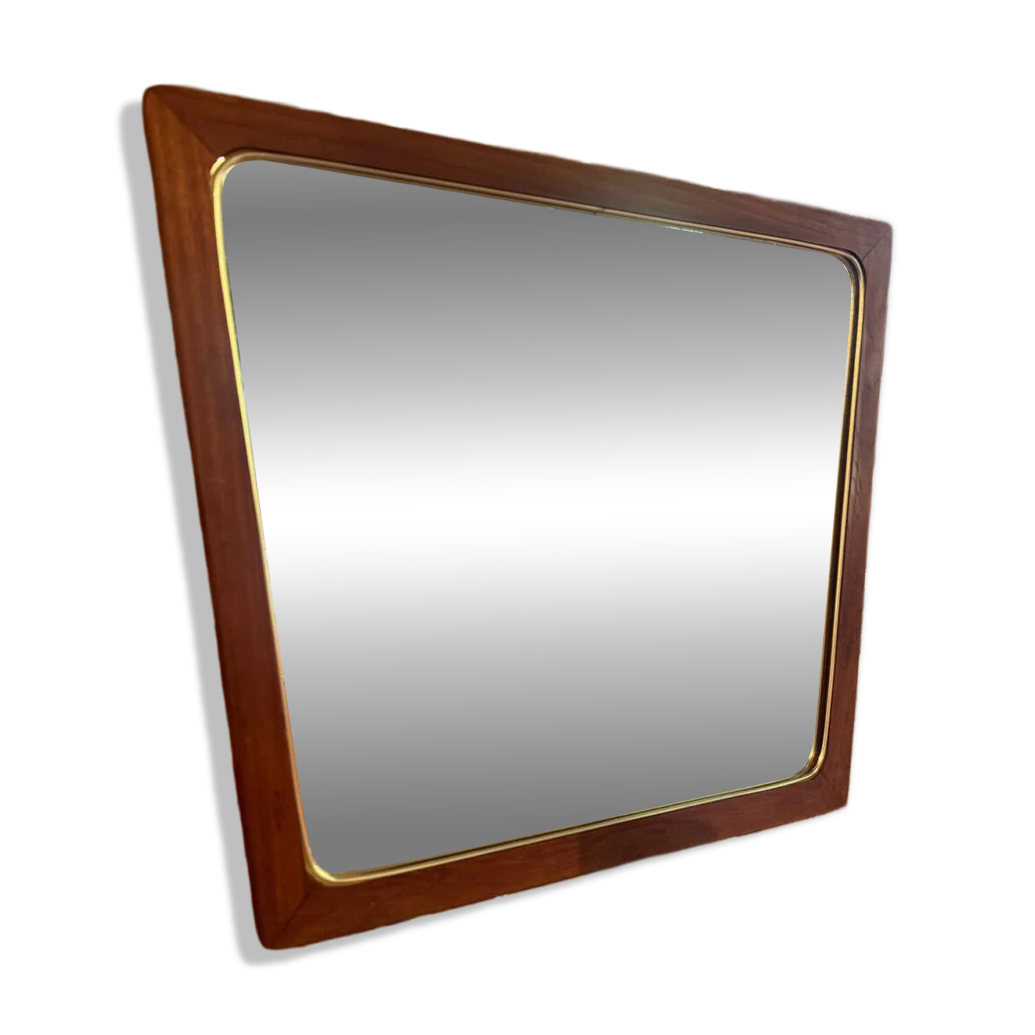Trapezoidal mirror with teak frame, Denmark 1960