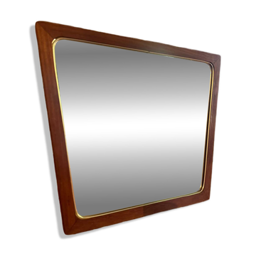 Trapezoidal mirror with teak frame, Denmark 1960