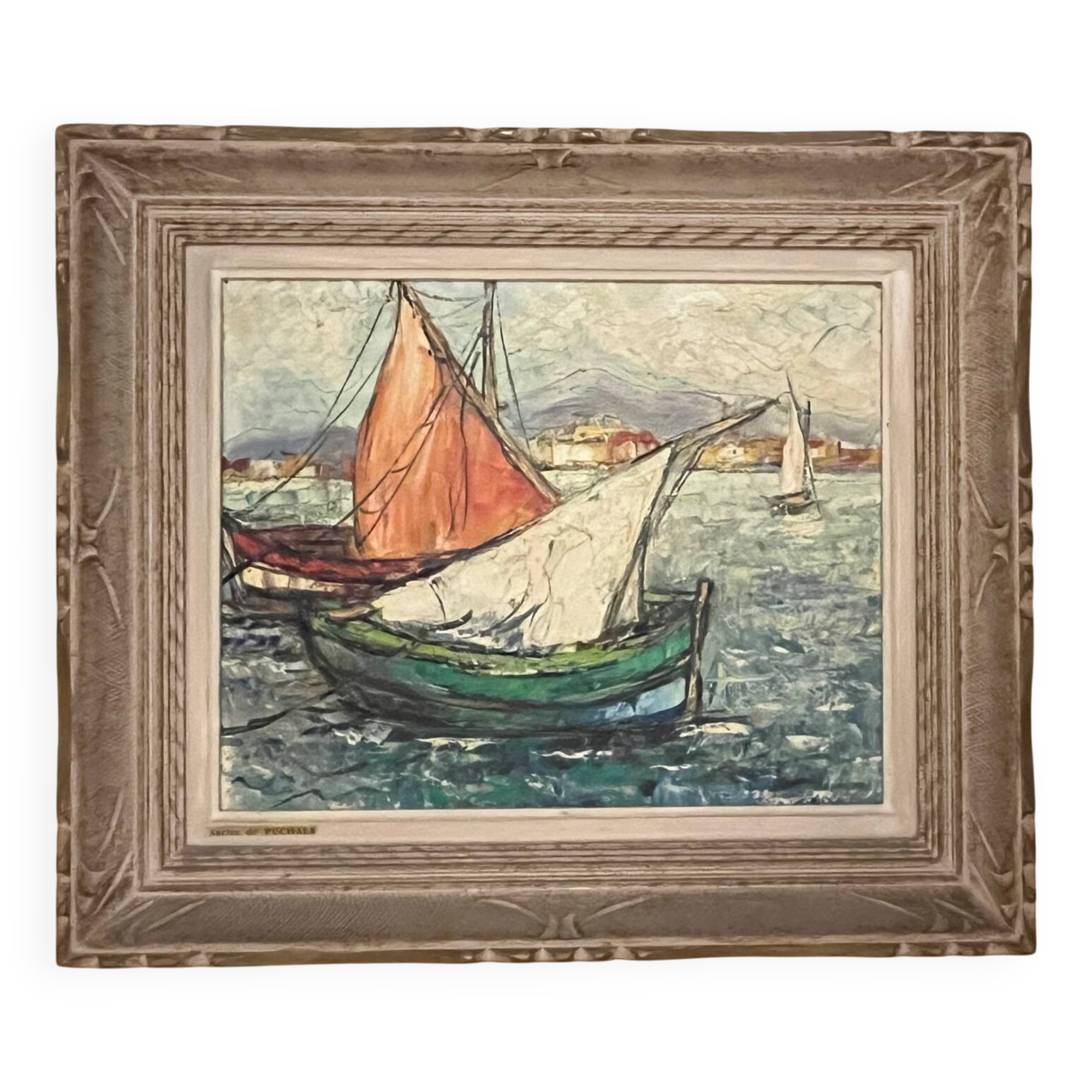 Tableau : huile sur toile - Marine