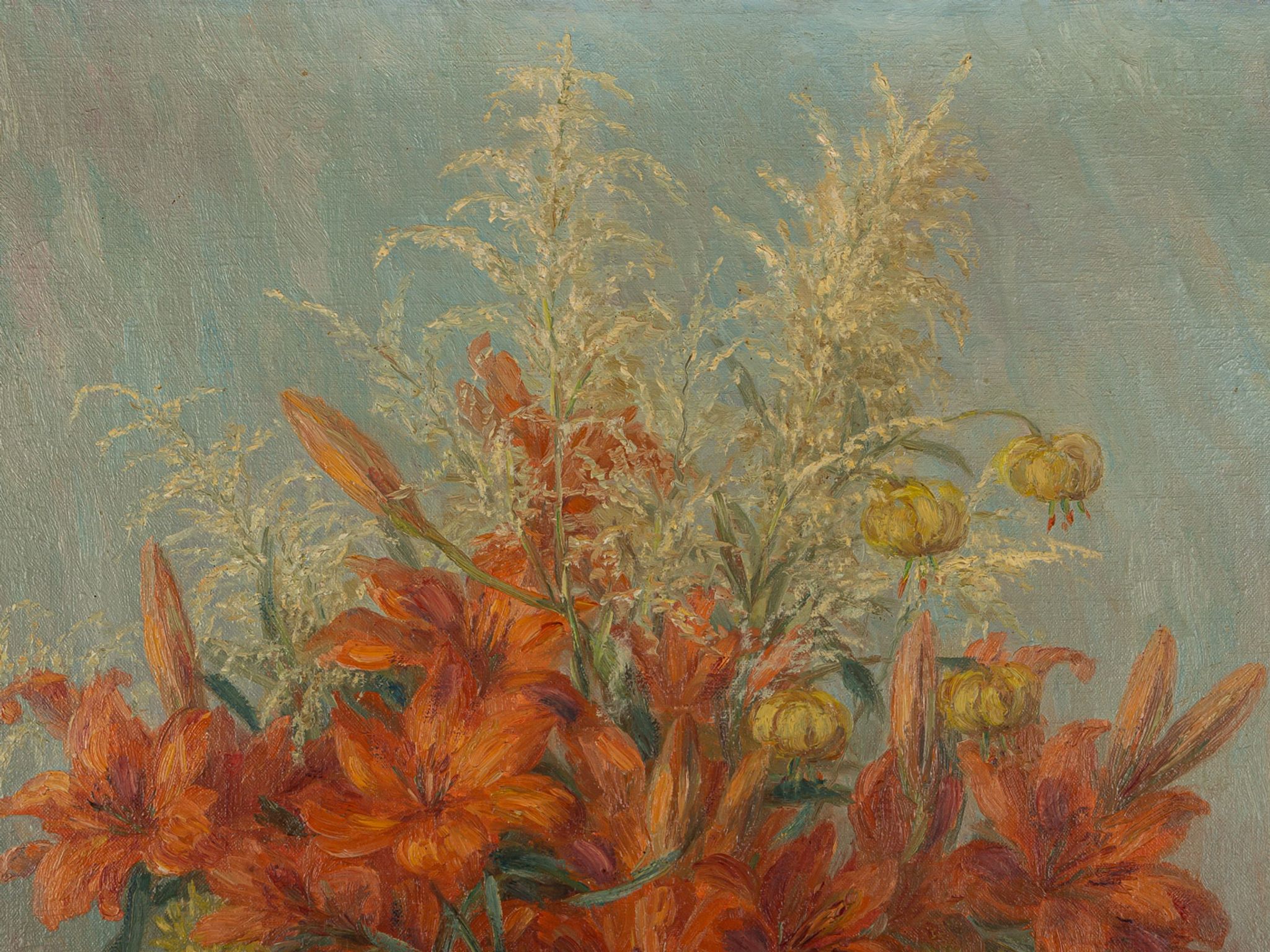 Red Lilies, Oil on Canvas, 74 x 74 cm