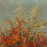 Red Lilies, Oil on Canvas, 74 x 74 cm