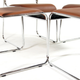 Set of 4 modern vintage Danish retro dining chairs in chrome and faux leather 60s 70s