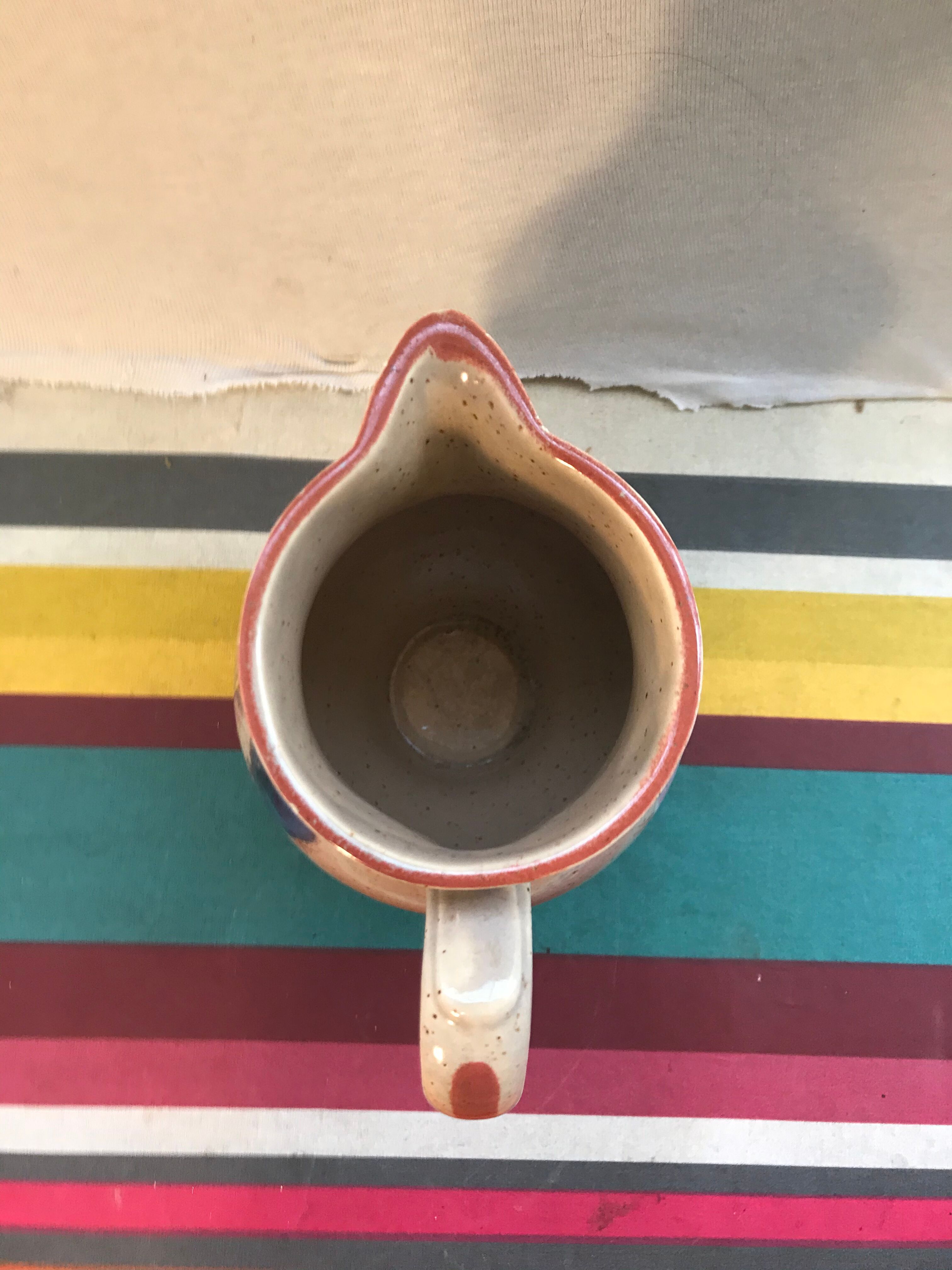 Former MBFA Pornic pitcher - ceramic handle and painted by Helena France vintage