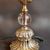 Magnificent pair of table lamps in silver-plated bronze and vintage glassware