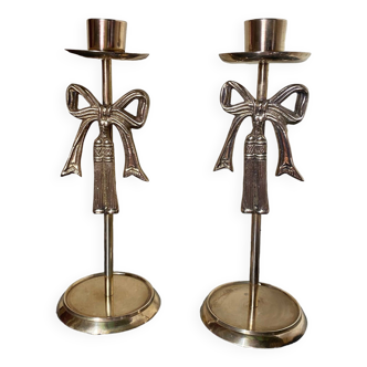 Pair of vintage ribbon candlesticks