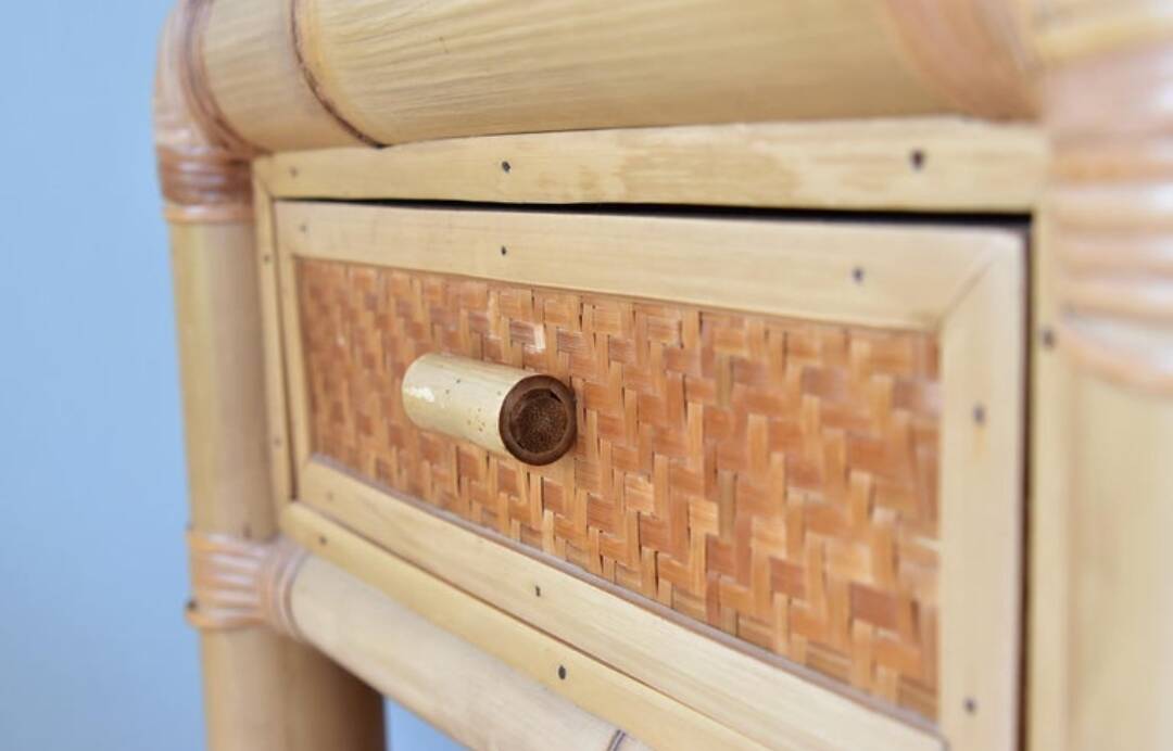Vintage bamboo bedside tables