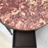 Table in wood, pink breo marble Louis XVI style