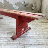 1950s oak bench with red patina, 2m