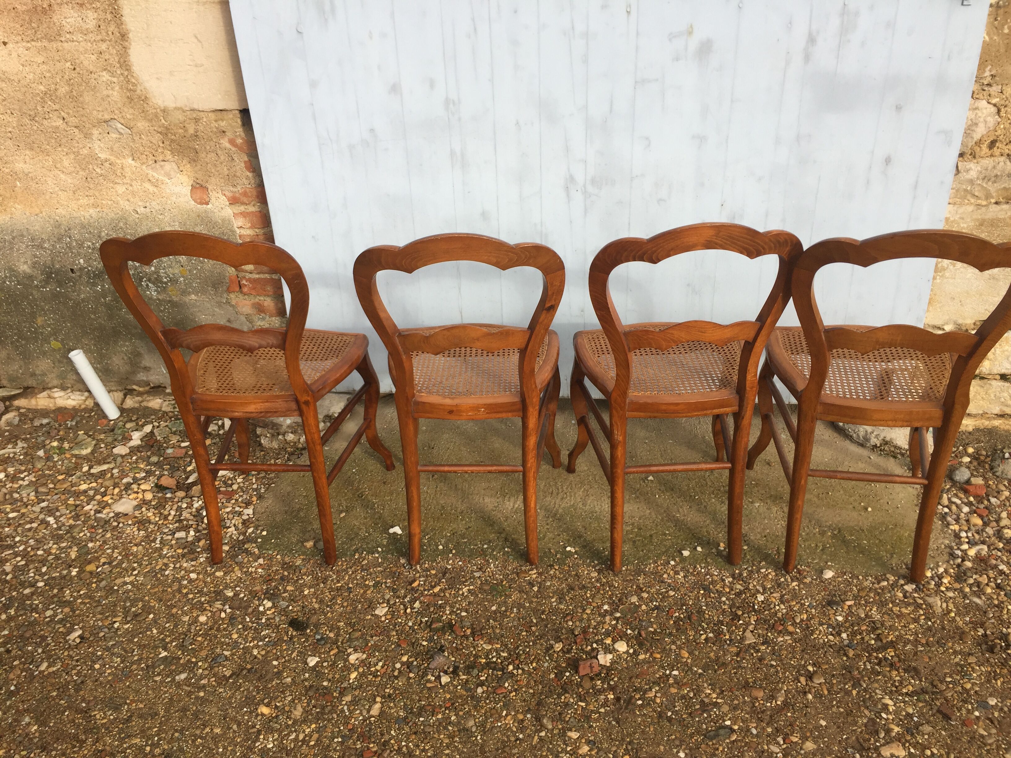 Set 4 chairs louis Philippe in caning