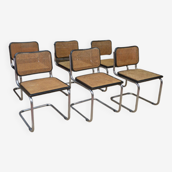 Lot de 6 chaises model b32 cesca  marcel breuer , italie 1970s