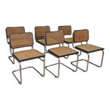 Set of 6 model b32 cesca marcel breuer chairs, italy 1970s