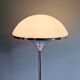 Modernist floor lamp in chrome metal and satin glass, 1960.
