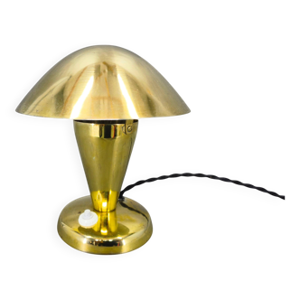 Bauhaus Brass Adjustable Table Lamp, 1930s Czechoslovakia
