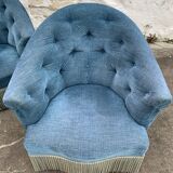 Pair of velvet toad armchairs